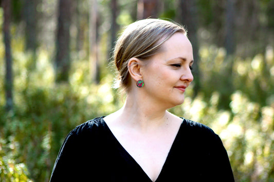 Tunturin tähti – nappikorvakorut, vihreä